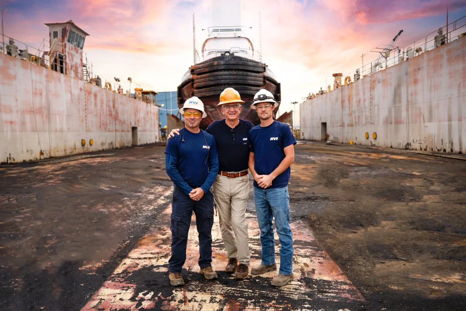 NVI marine inspection team in a shipyard dry dock