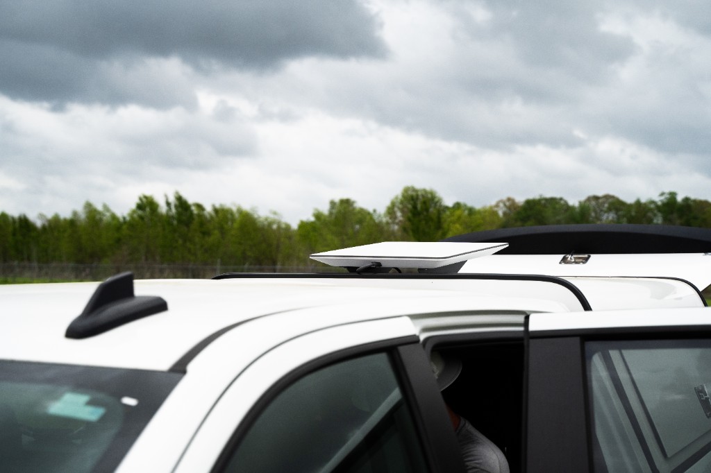 Starlink antenna on NVI mobile radiography vehicle