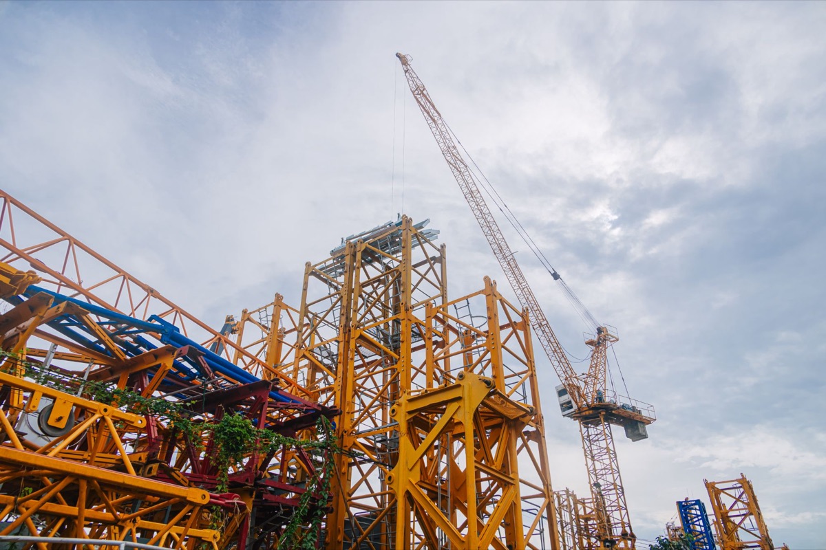 Tower cranes on a construction site